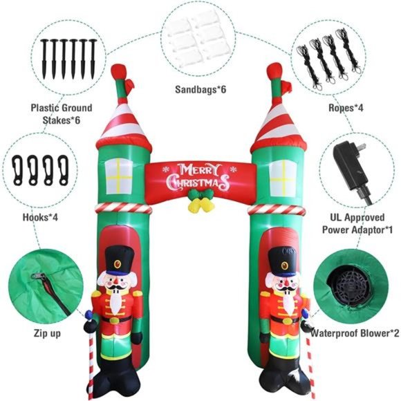 11FT Christmas Inflatable Archway and Guards Decorations with Built-in LED Light - Picture 4 of 6